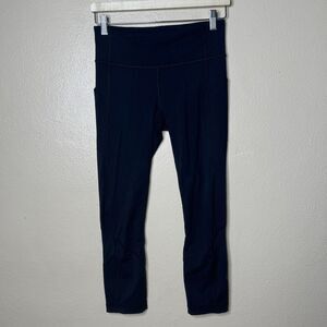 Lululemon Leggings Women's 4 Black Pace Rival Crop Pockets Running Workout